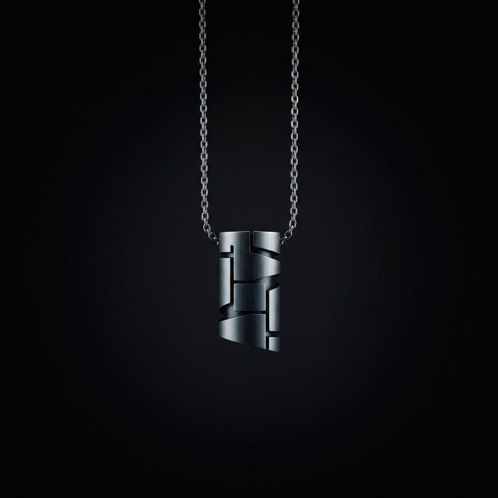 LUMEN Core Minimalist Pendant gunmetal cylinder on dark background